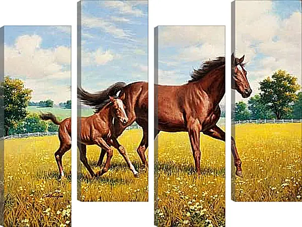 Модульная картина - Лошадь и жеребенок