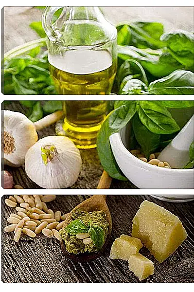 Модульная картина - Будующий соус Песто. Итальянская Кухня.