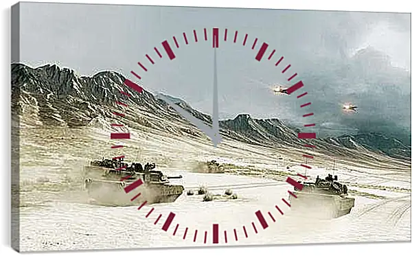 Часы картина - battlefield, tanks, mountains
