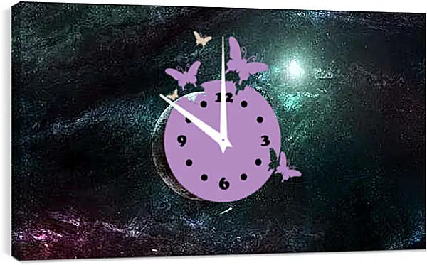 Часы картина - Планета в космической туманности