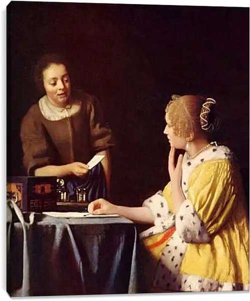 Постер на подрамнике - Госпожа и служанка. Ян (Йоханнес) Вермеер