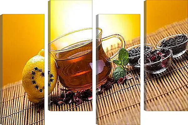 Модульная картина - Чай с лимоном. Чайная идиллия.