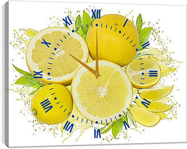 Часы картина - Лимоны. Солнечные цитрусы.