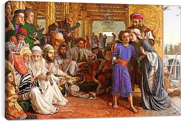 Постер на подрамнике - Нахождение Спасителя во Храме. Уильям Холман Хант