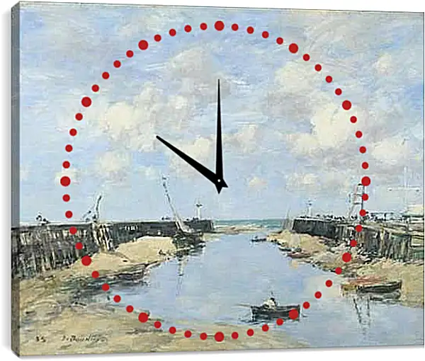 Часы картина - The Entrance to Trouville Harbour. Эжен Буден