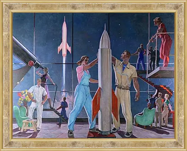 Картина в раме - Покорители космоса. Александр Дейнека