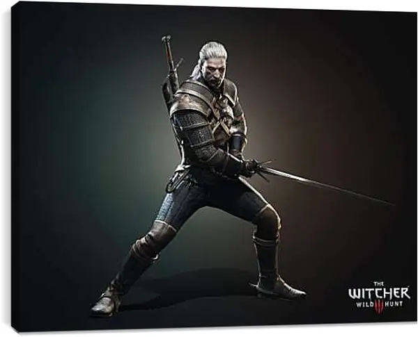 Постер на подрамнике - The Witcher 3 (Ведьмак), Геральт в боевой стойке