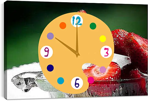 Часы картина - Клубника со льдом. Летняя свежесть.