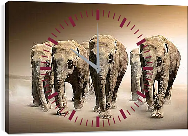Часы картина - Слоны