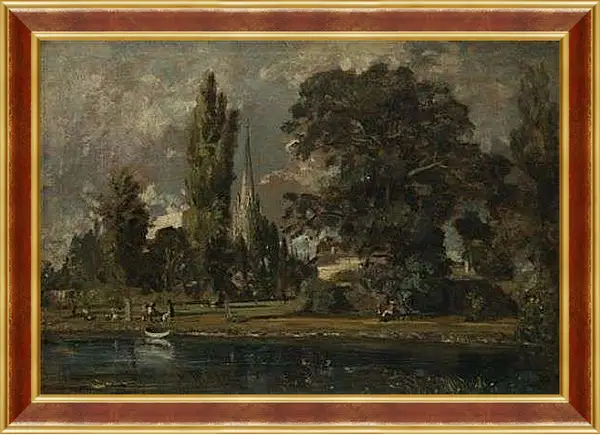 Картина в раме - Salisbury Cathedral and Leadenhall from the River Avon. Джон Констебл