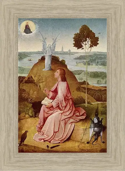 Картина в раме - Saint John the Evangelist on Patmos. Иероним Босх