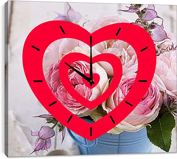 Часы картина - Букет пионов