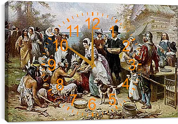 Часы картина - The First Thanksgiving. Жан-Леон Жером