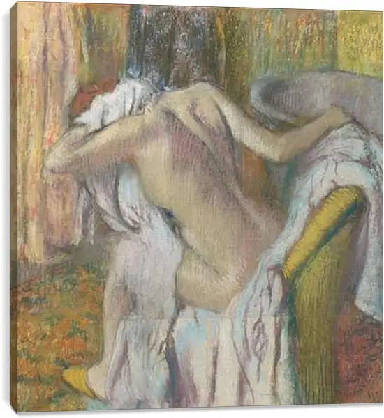 Постер на подрамнике - After the Bath, Woman drying herself. Эдгар Дега