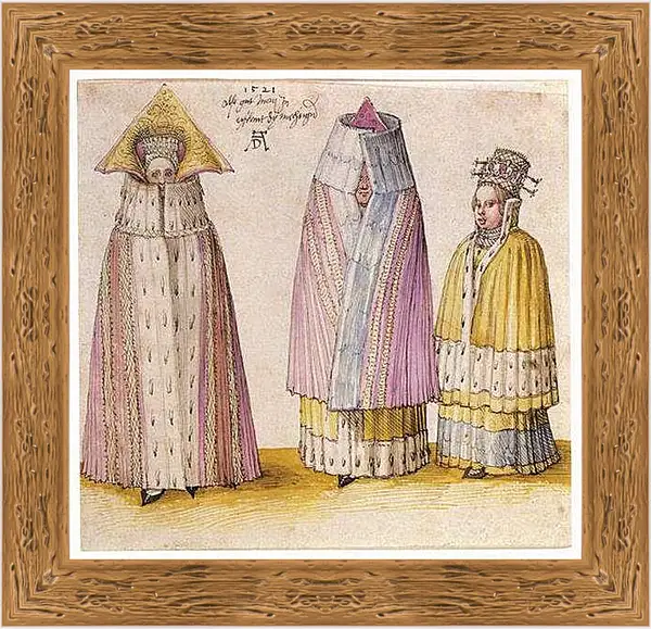 Картина в раме - Three powerful Livlä. Три могущественные дамы из Ливонии. Альбрехт Дюрер