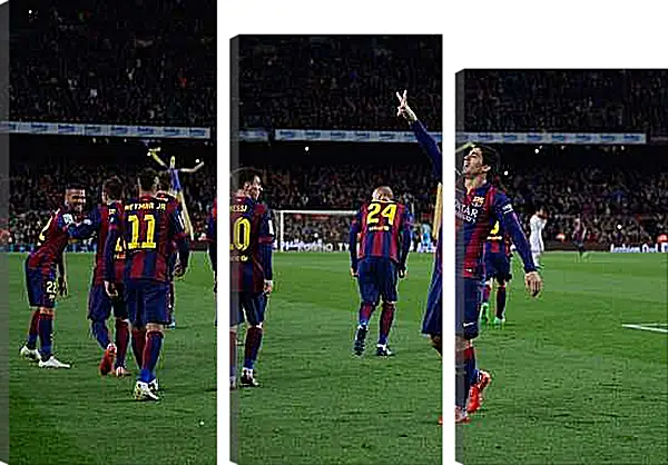 Модульная картина - Празднование гола. ФК Барселона. FC Barcelona