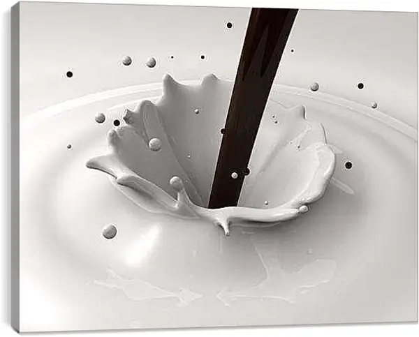 Постер на подрамнике - Шоколад и сливки. Шоколадный всплеск.