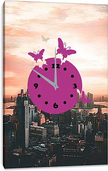 Часы картина - Манхэттен на рассвете