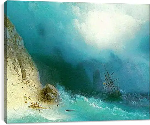 Постер на подрамнике - Кораблекрушение. У скал. Иван Айвазовский