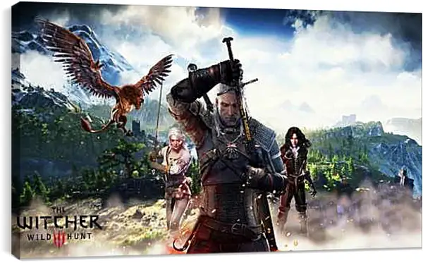 Постер на подрамнике - The Witcher 3 (Ведьмак). Геральт, Цири, Йен