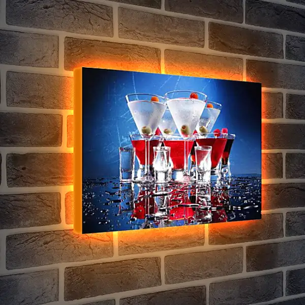 Лайтбокс световая панель - Коктейли и рюмки. Коктейльная симфония.