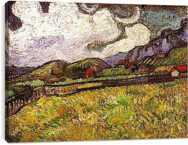 Постер на подрамнике - Wheat Field Behind Saint-Paul Hospital. Винсент Ван Гог