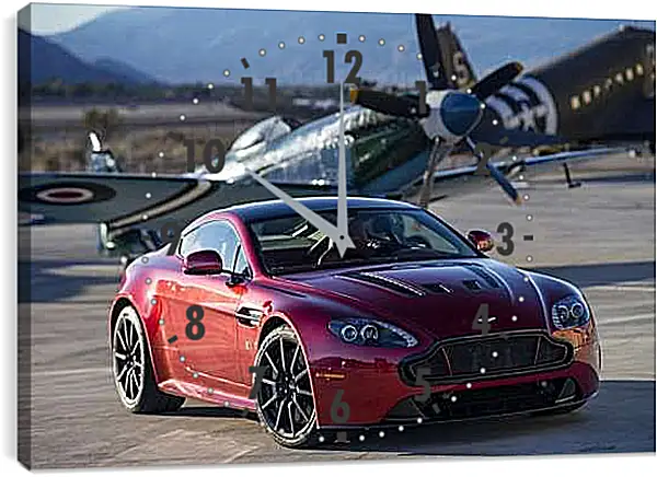 Часы картина - Aston Martin и самолет