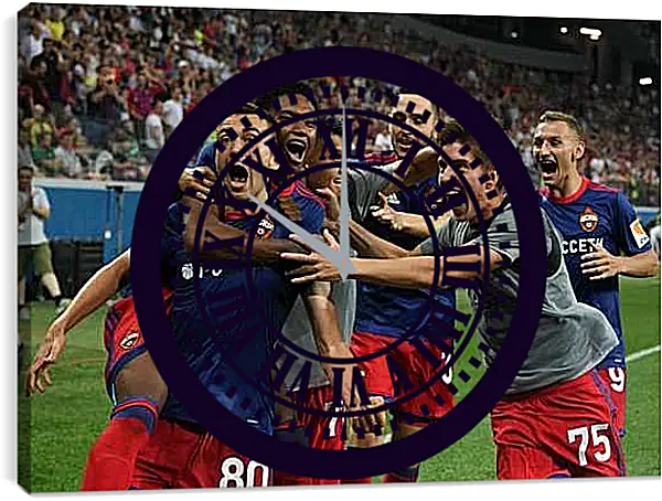 Часы картина - Празднование гола. ФК ЦСКА Москва. FC CSKA Moscow