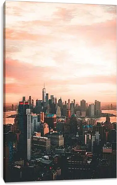 Постер на подрамнике - Манхэттен на рассвете