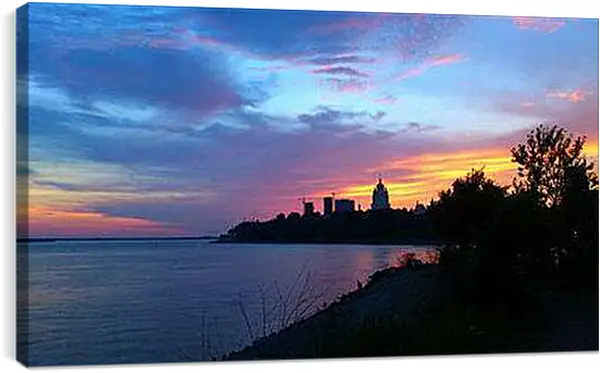 Постер на подрамнике - закат в Хабаровске