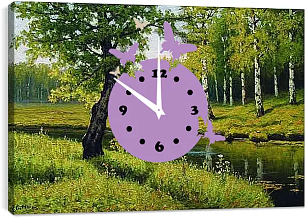 Часы картина - Летний пейзаж с девочкой. Ефим Волков