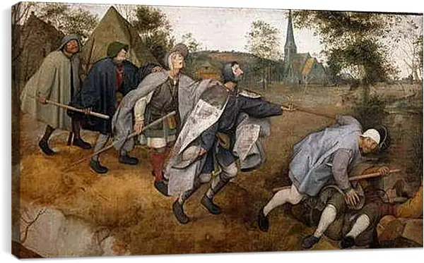 Постер на подрамнике - The Blind Leading the Blind - Притча о слепых. Брейгель Питер Старший