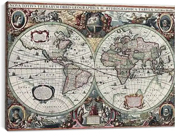 Постер на подрамнике - Старинная карта мира