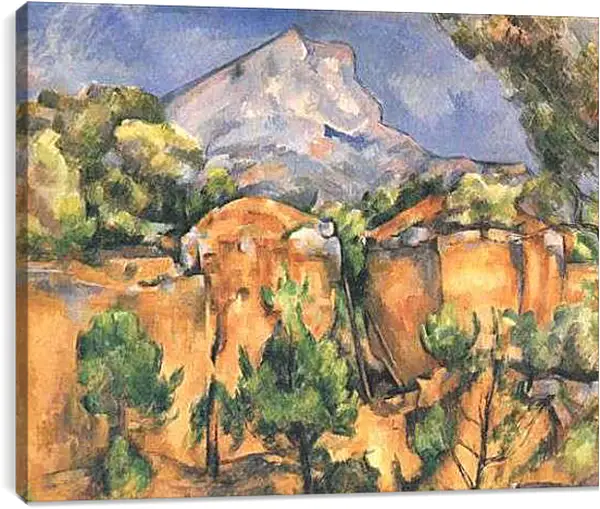 Постер на подрамнике - Montagne Sainte-Victoire vue des Carrieres de Bibemus (vers). Поль Сезанн