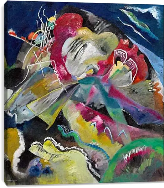 Постер на подрамнике - Картина с белыми линиями. Кандинский Василий