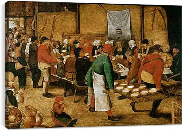 Постер на подрамнике - Крестьянская свадьба. Брейгель Питер Старший