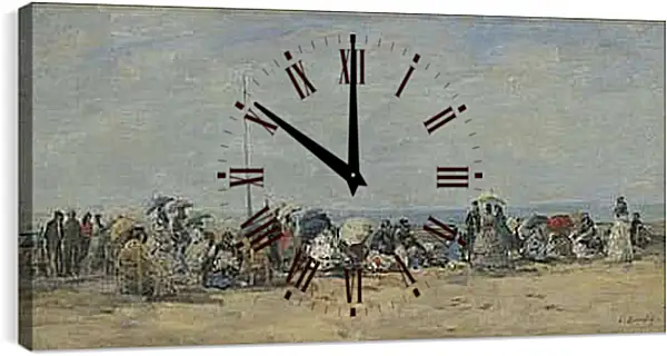 Часы картина - Beach Scene, Trouville. Эжен Буден