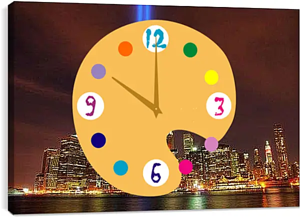 Часы картина - Ночной Матхэттен