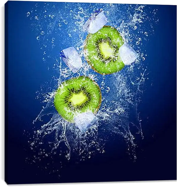 Постер на подрамнике - Киви и лед. Киви и прохлада.