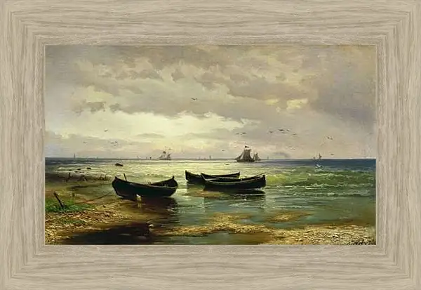 Картина в раме - Взморье. Рыбацкие лодки. Ефим Волков