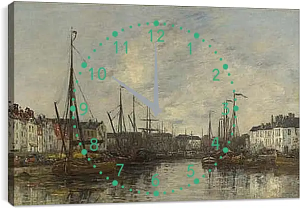 Часы картина - Brussels Harbour. Эжен Буден