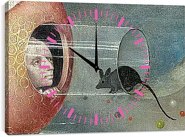 Часы картина - Man with mouse. Иероним Босх