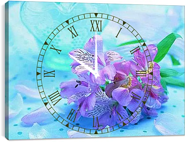 Часы картина - Сиреневые орхидеи