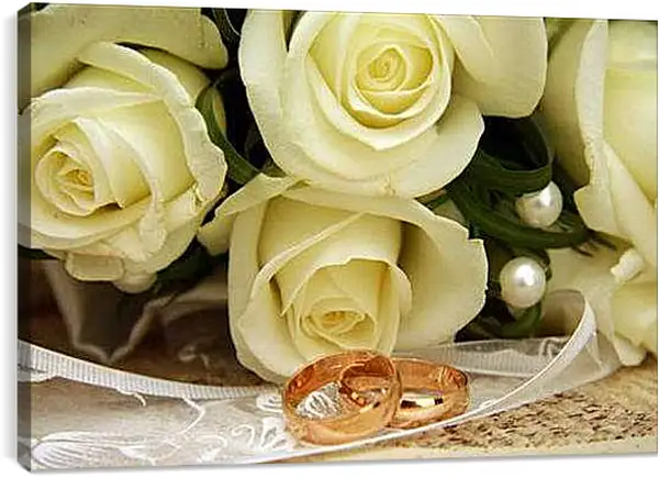 Постер на подрамнике - Свадебный букет (Розы)
