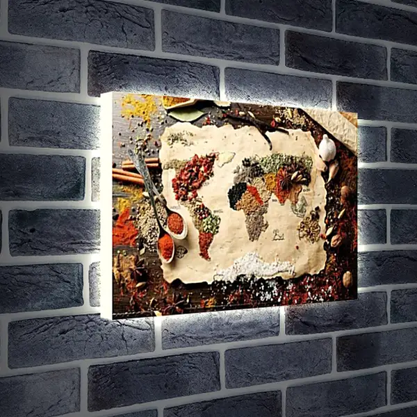 Лайтбокс световая панель - Кулинарная карта мира