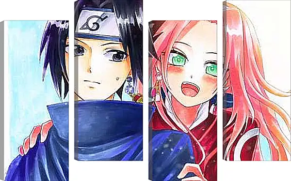 Модульная картина - Саске и Сакура