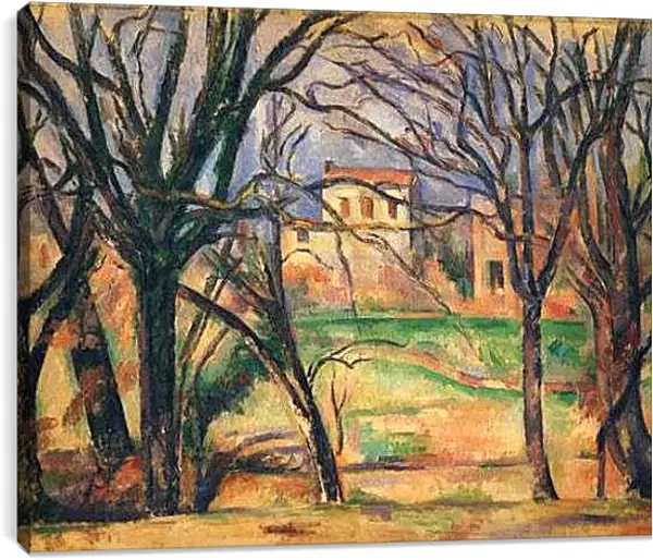 Постер на подрамнике - Arbres et Maisons (vers). Поль Сезанн