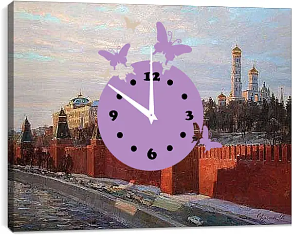 Часы картина - Вечерние краски Кремля