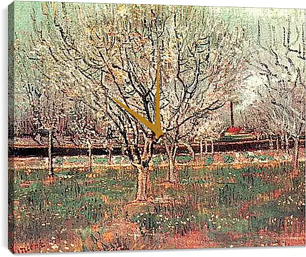 Часы картина - Orchard in Blossom Plum Trees. Винсент Ван Гог