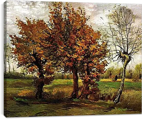Постер на подрамнике - Autumn Landscape with Four Trees. Винсент Ван Гог